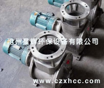 電動旋轉(zhuǎn)閥又稱星型卸料器,旋轉(zhuǎn)給料器,關(guān)風(fēng)器,是由帶有數(shù)個葉片的轉(zhuǎn)子在圓筒形機(jī)殼內(nèi)旋轉(zhuǎn),從上部料斗落入的物料，充塞在葉片間的空格內(nèi),隨葉片的旋轉(zhuǎn)而卸出..